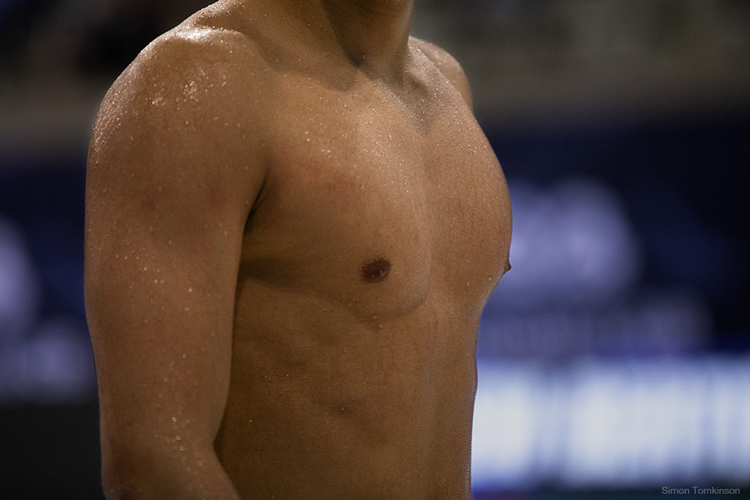 Swimmer at the London Aquatics Centre, Queen Elizabeth Olympic Park. Aquatics GB Swimming Championships 2025. Movement photographer Simon Tomkinson.