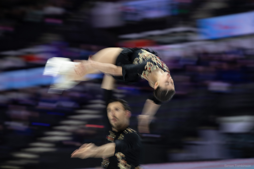 European Figure Skating Championships 2026. Pairs free skating. European Figure Skating Championships 2026. Pairs free skating - Rebecca Ghilardi and Filippo Ambrosini, Italy. By movement photographer Simon Tomkinson. ISU competition at Sheffield, UK.