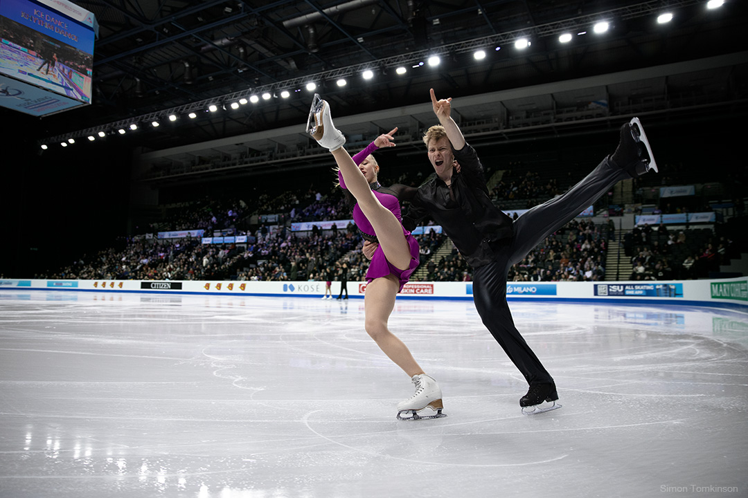 European Figure Skating Championships 2026. Ice dance rhythm dance. European Figure Skating Championships 2026. Ice dance rhythm dance - Milla Ruud Reitan and Nikolaj Majorov, Sweden. By movement photographer Simon Tomkinson. ISU competition at Sheffield, UK.