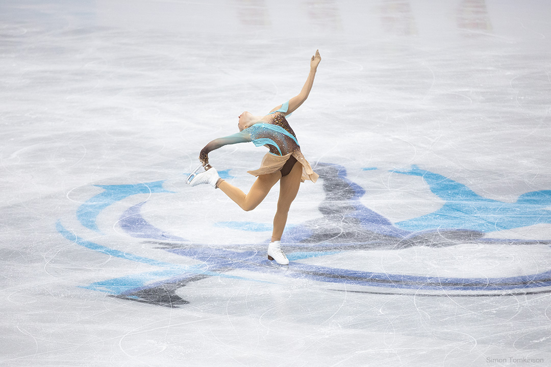 European Figure Skating Championships 2026. Women Free Skating. European Figure Skating Championships 2026. Women Free Skating - Niina Petrokina, Estonia. By movement photographer Simon Tomkinson. ISU competition at Sheffield, UK.